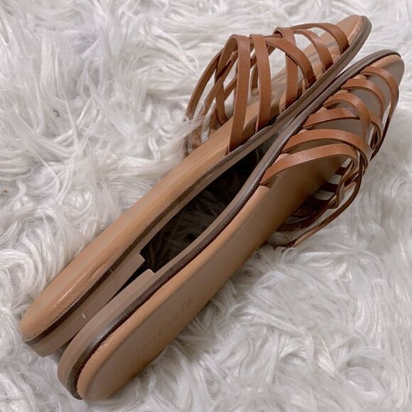 MADEWELL The Tracie Crisscross Slide Sandal leather tan NWOT women’s size 9.5 - Picture 7 of 9